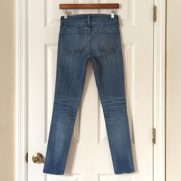 Pilcro Stet Distressed Patchwork Medium Wash Mid Rise Ankle Crop Skinny Jeans 26 - Picture 4 of 14